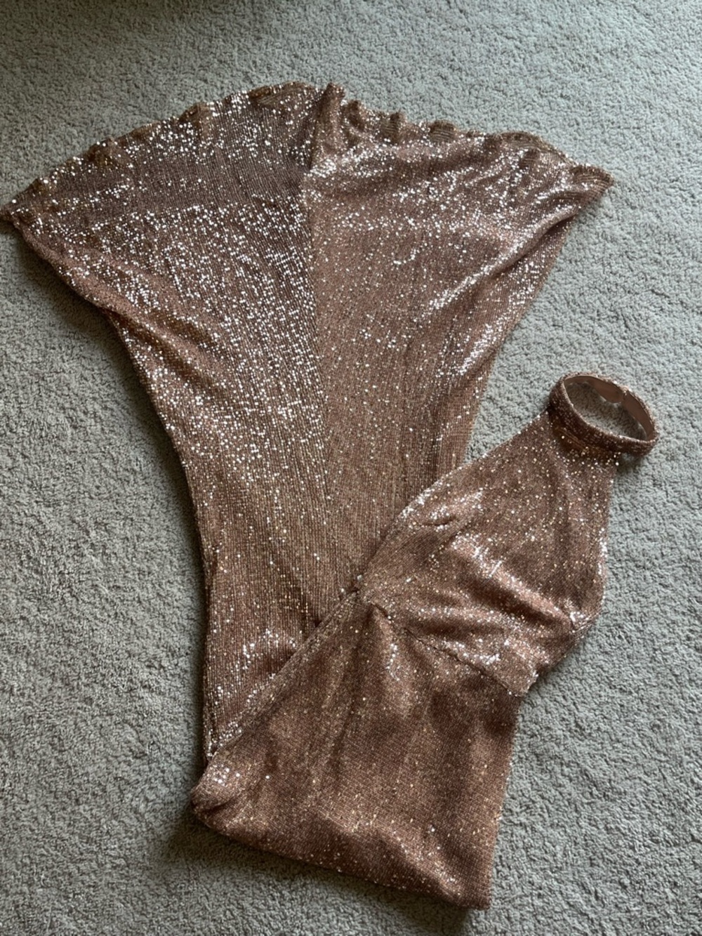 Sparkling Rose Gold Formal Sequin Dress